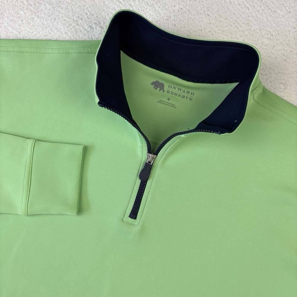 ONWARD RESERVE Performance 1/4 Zip Mens Medium Green Blue Golf Pullover Stretch